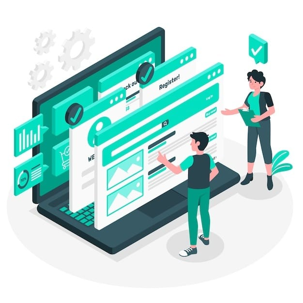 Illustration of various website platforms and CMS options, showcasing tools like WordPress, Wix, and Shopify for building websites.