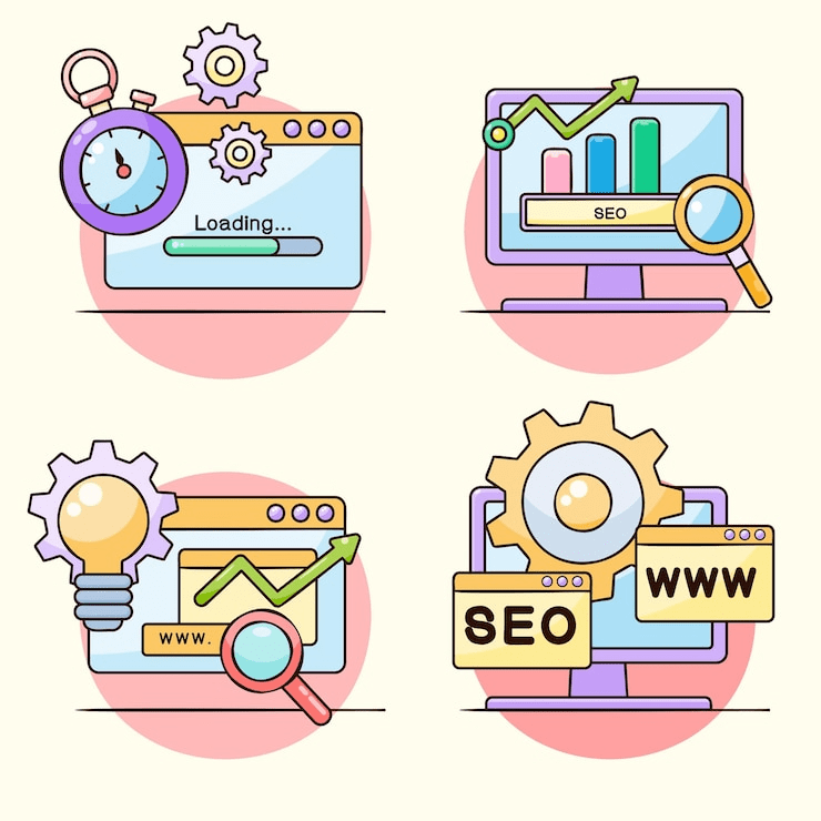 Illustration showing optimization of meta tags and headings for better SEO.