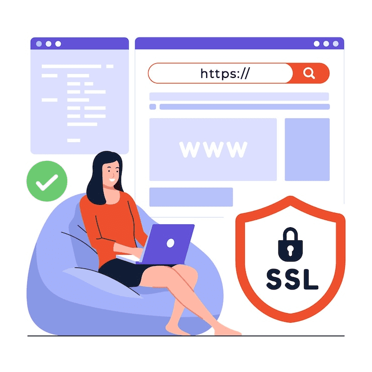 Secure website with HTTPS padlock icon on browser address bar.